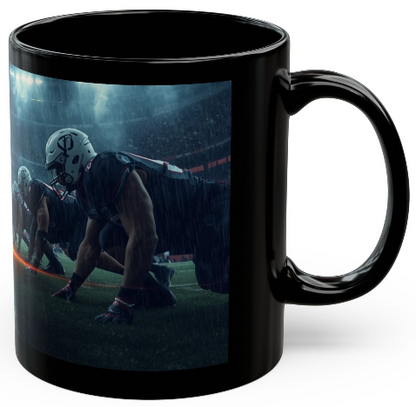 "The Goal Line Stand" Football 15 oz. Black Ceramic Coffee Cup