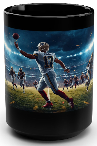 "The Hail Mary" Football Black Mug, 15oz