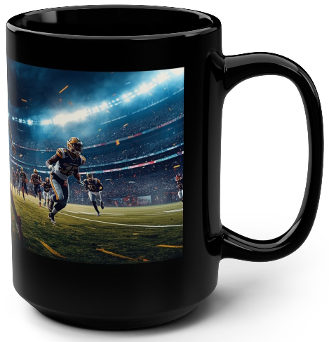 "The Hail Mary" Football Black Mug, 15oz