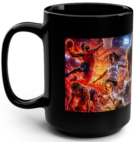 "The Field Is Calling" Sports Black Mug, 15oz