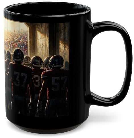 "The Tunnel" Football Coffee Mug – 15 oz. Black Ceramic
