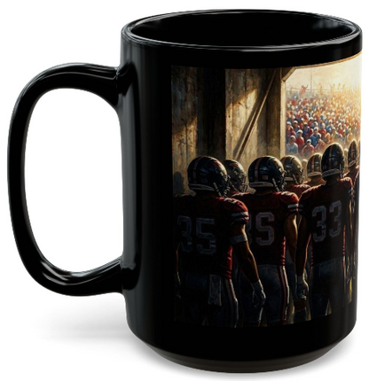 "The Tunnel" Football Coffee Mug – 15 oz. Black Ceramic