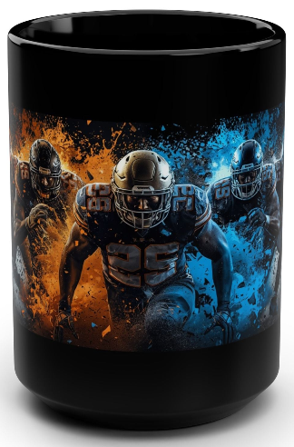 "Blitz Mode" Football Coffee Mug — 15oz Black Ceramic