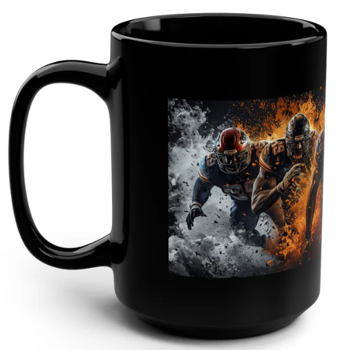 "Blitz Mode" Football Coffee Mug — 15oz Black Ceramic